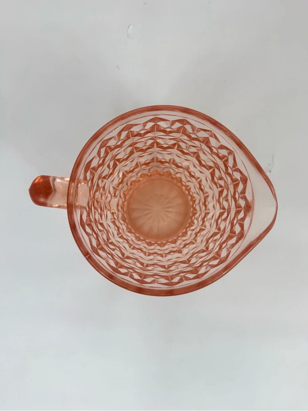 Vintage Jeanette Glass Widsor Pitcher Pink Depression Glass 6.5”